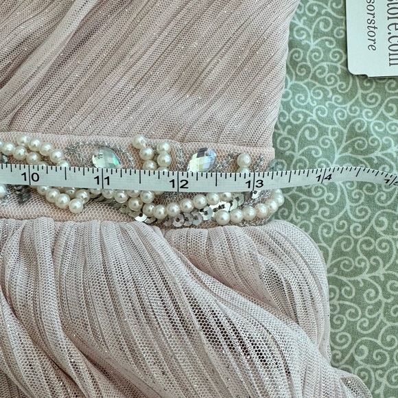 NWT🏷️Pale Dusty Rose Pink Empire Waist Tulle Beaded Maxi Party/Prom Dress, XS-S - Picture 13 of 16